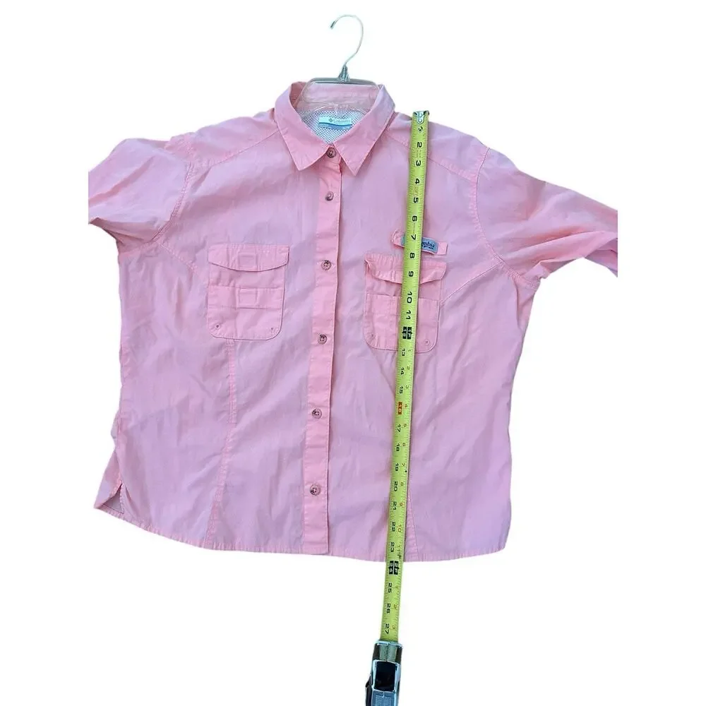 Columbia Shirt Womens Size XL Peach Long Sleeve Button Up PFG Fishing